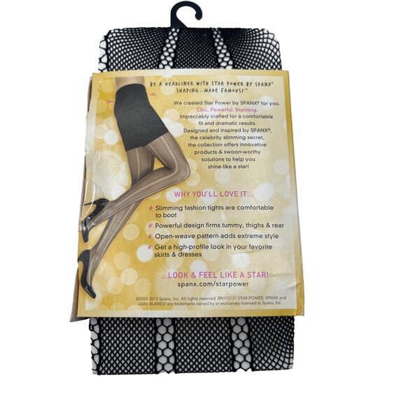 Star Power by Spanx Center Stripe Open-Weave Shaping Tight Style 1657 Black Sz B - Picture 2 of 5